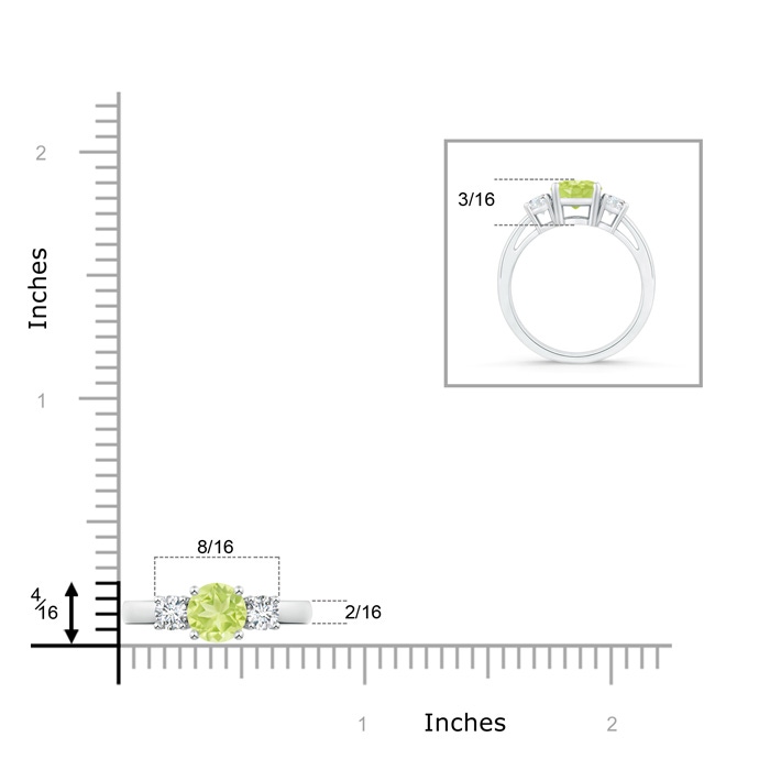 6mm A Round Peridot & Diamond Three Stone Engagement Ring in P950 Platinum product image