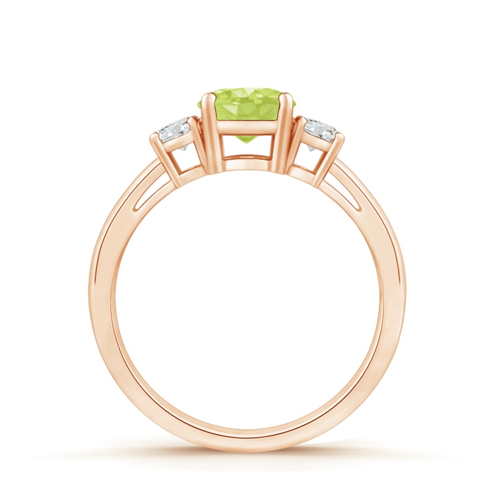 6mm A Round Peridot & Diamond Three Stone Engagement Ring in Rose Gold product image