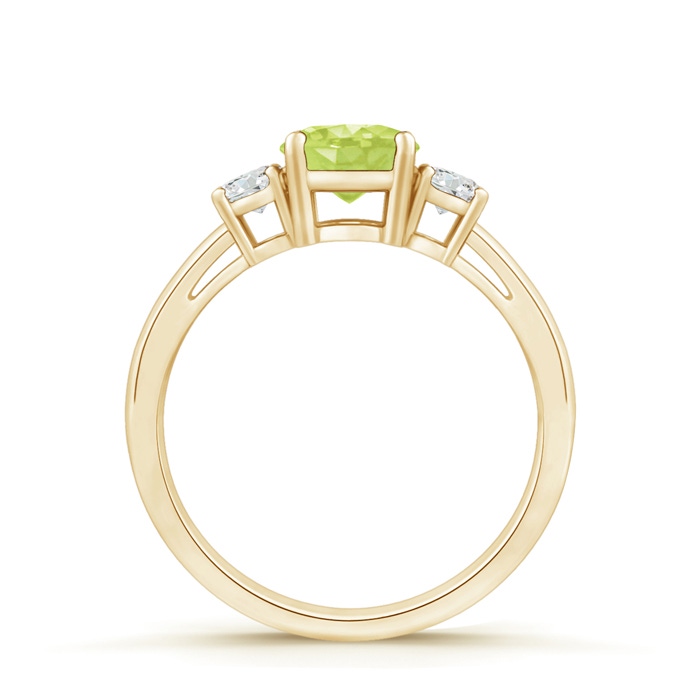 6mm A Round Peridot & Diamond Three Stone Engagement Ring in Yellow Gold product image