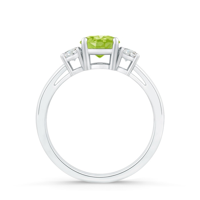 6mm AA Round Peridot & Diamond Three Stone Engagement Ring in White Gold product image