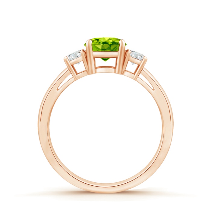 6mm AAA Round Peridot & Diamond Three Stone Engagement Ring in Rose Gold product image