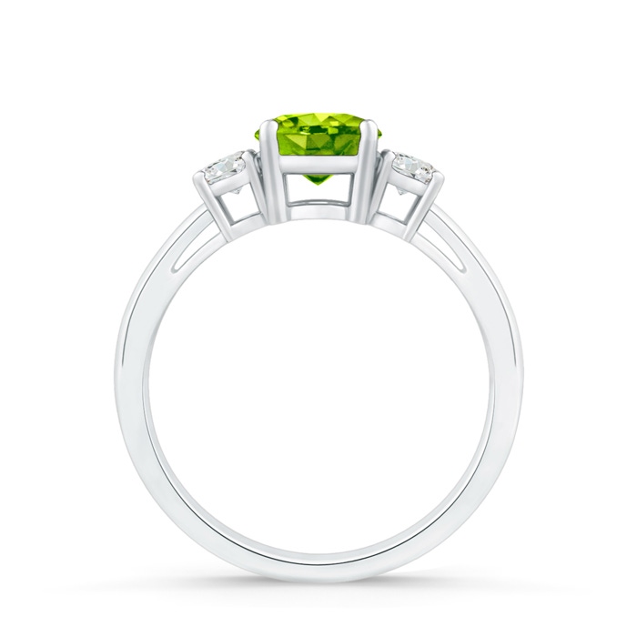 6mm AAA Round Peridot & Diamond Three Stone Engagement Ring in White Gold product image
