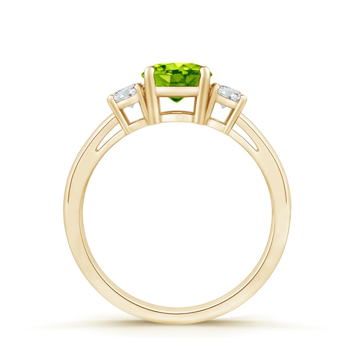 6mm AAA Round Peridot & Diamond Three Stone Engagement Ring in Yellow Gold product image