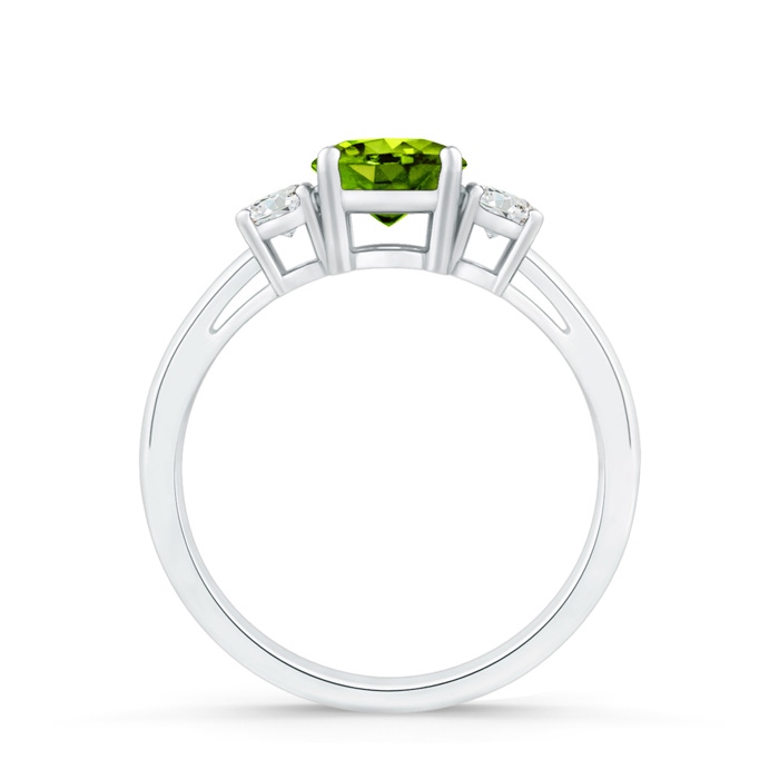 6mm AAAA Round Peridot & Diamond Three Stone Engagement Ring in P950 Platinum product image