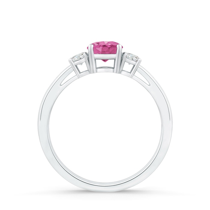 5mm AAA Round Pink Sapphire & Diamond Three Stone Engagement Ring in White Gold Product Image