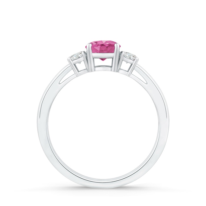 5mm AAA Round Pink Sapphire & Diamond Three Stone Engagement Ring in White Gold product image