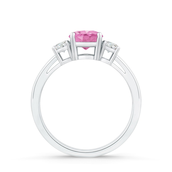6mm A Round Pink Sapphire & Diamond Three Stone Engagement Ring in P950 Platinum product image