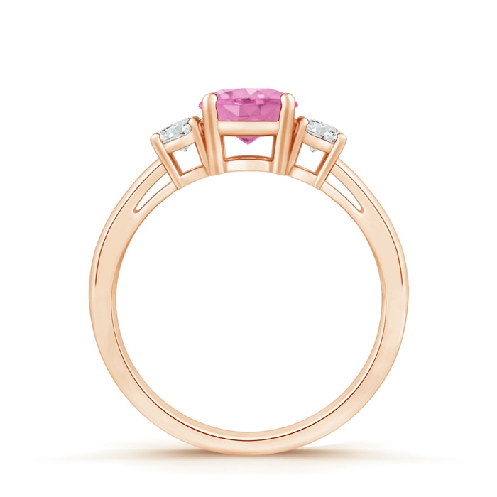 6mm A Round Pink Sapphire & Diamond Three Stone Engagement Ring in Rose Gold product image