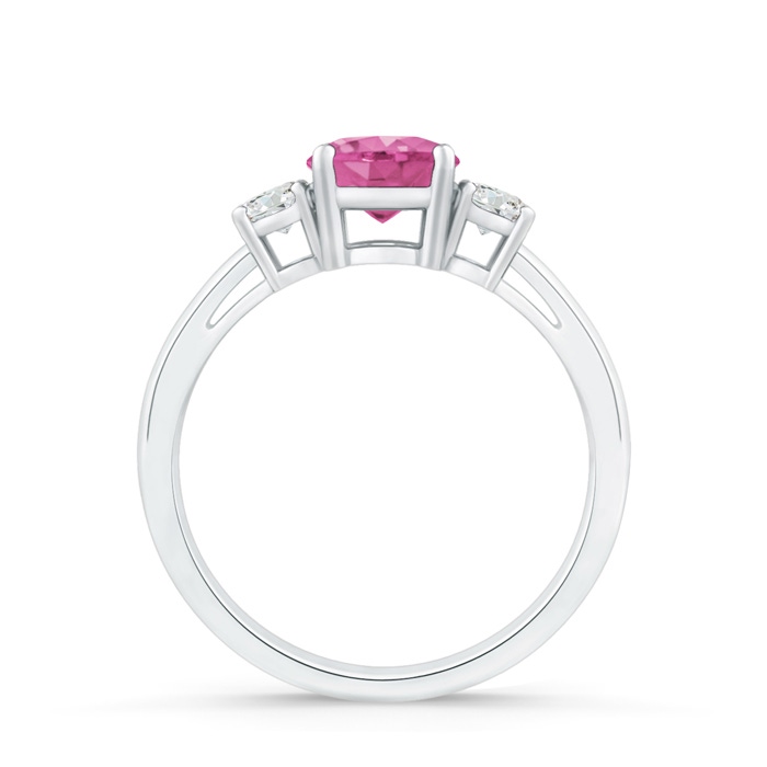 6mm AAA Round Pink Sapphire & Diamond Three Stone Engagement Ring in White Gold product image