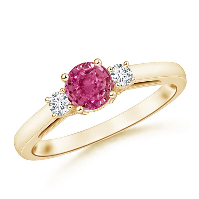 AAAA - Pink Sapphire / 1.21 CT / 14 KT Yellow Gold