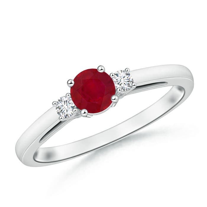 AA - Ruby / 0.69 CT / 14 KT White Gold