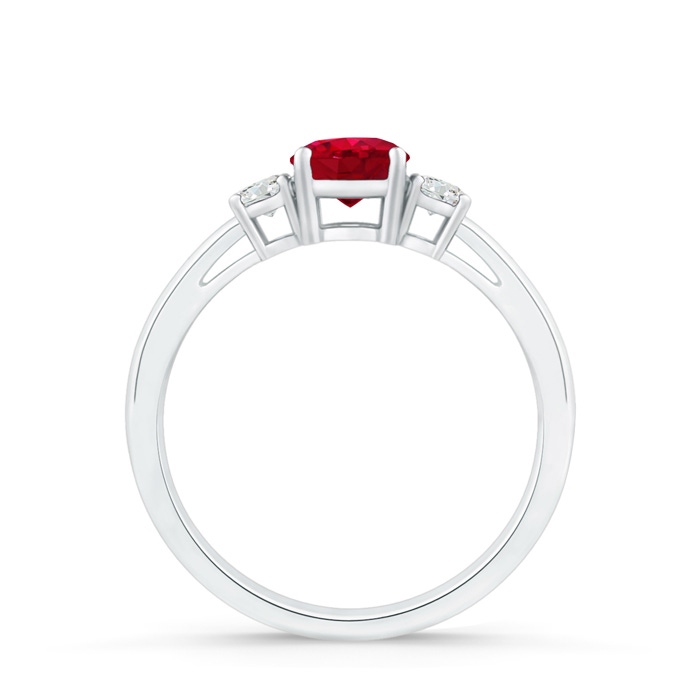 5mm AAA Round Ruby & Diamond Three Stone Engagement Ring in White Gold Side-1