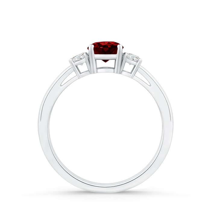 5mm Lab-Grown Round Ruby & Diamond Three Stone Engagement Ring in White Gold side-1