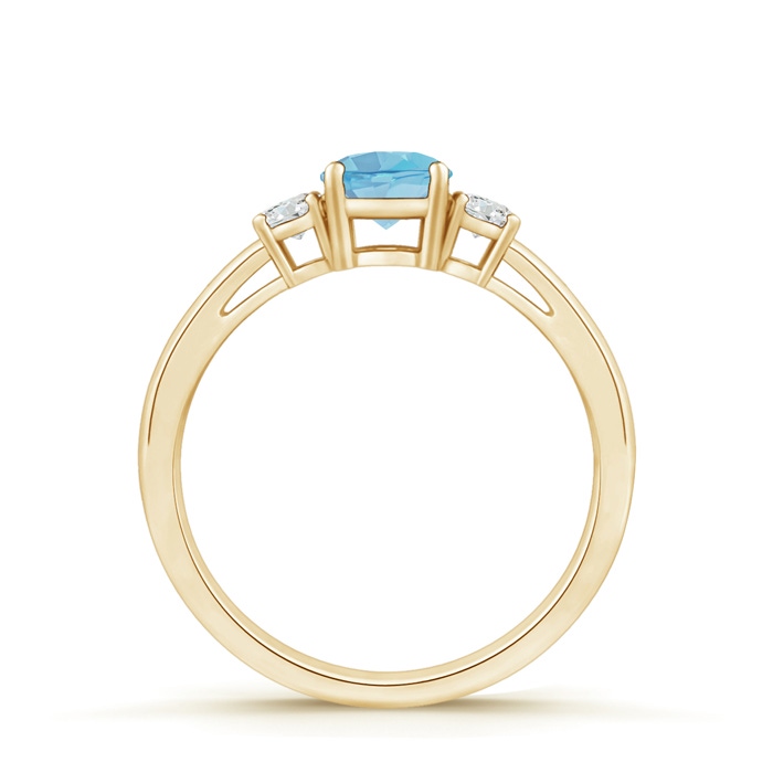 5mm A Round Swiss Blue Topaz & Diamond Three Stone Engagement Ring in 10K Yellow Gold product image