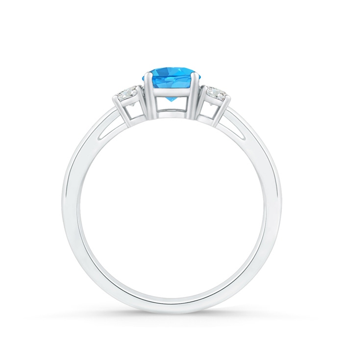 5mm AAA Round Swiss Blue Topaz & Diamond Three Stone Engagement Ring in White Gold product image