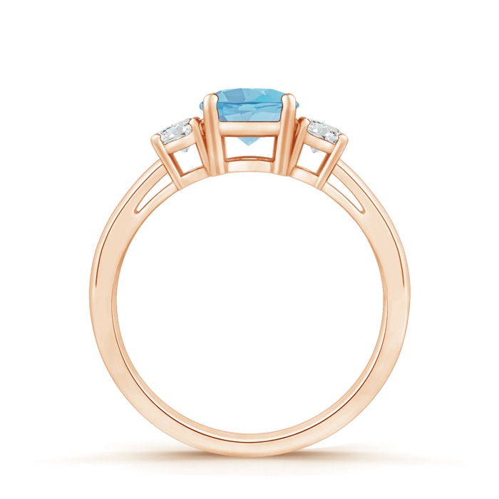 6mm A Round Swiss Blue Topaz & Diamond Three Stone Engagement Ring in Rose Gold product image