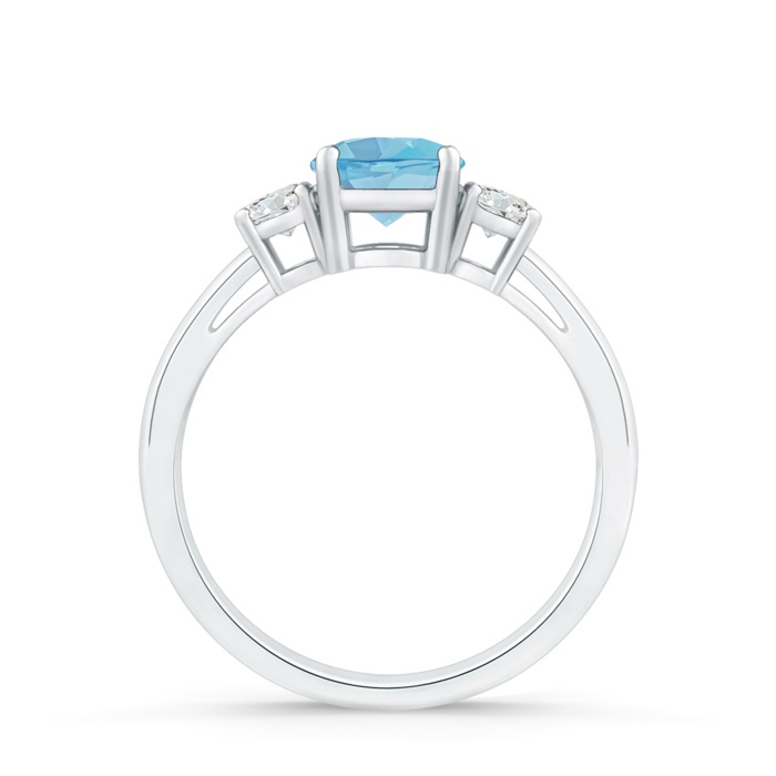 6mm A Round Swiss Blue Topaz & Diamond Three Stone Engagement Ring in White Gold product image
