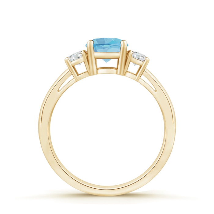 6mm A Round Swiss Blue Topaz & Diamond Three Stone Engagement Ring in Yellow Gold product image