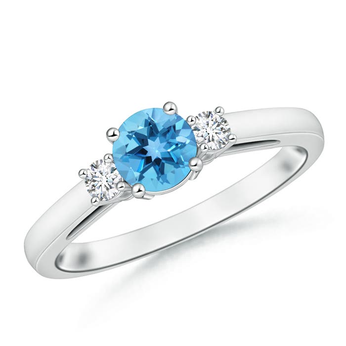 AA - Swiss Blue Topaz / 1.16 CT / 14 KT White Gold