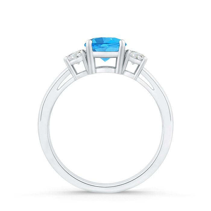 6mm AAA Round Swiss Blue Topaz & Diamond Three Stone Engagement Ring in White Gold product image