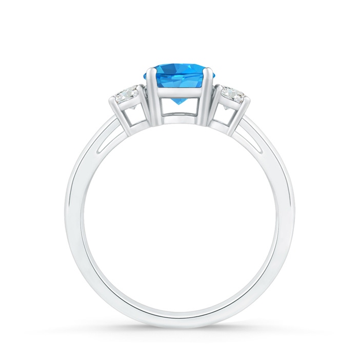6mm AAAA Round Swiss Blue Topaz & Diamond Three Stone Engagement Ring in P950 Platinum product image