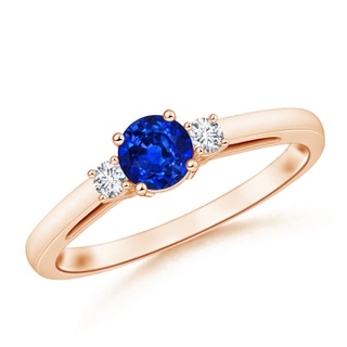 5mm Lab-Grown Round Sapphire & Diamond Three Stone Engagement Ring in 10K Rose Gold