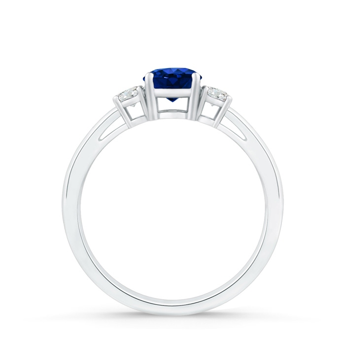 5mm AAAA Round Sapphire & Diamond Three Stone Engagement Ring in P950 Platinum Side-1