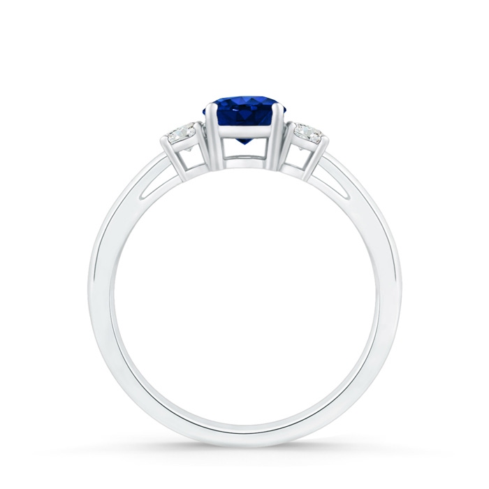 5mm Lab-Grown Round Sapphire & Diamond Three Stone Engagement Ring in White Gold side-1