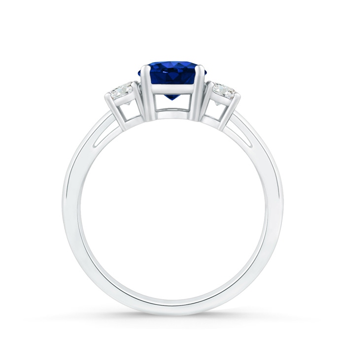 6mm Lab-Grown Round Sapphire & Diamond Three Stone Engagement Ring in P950 Platinum side-1
