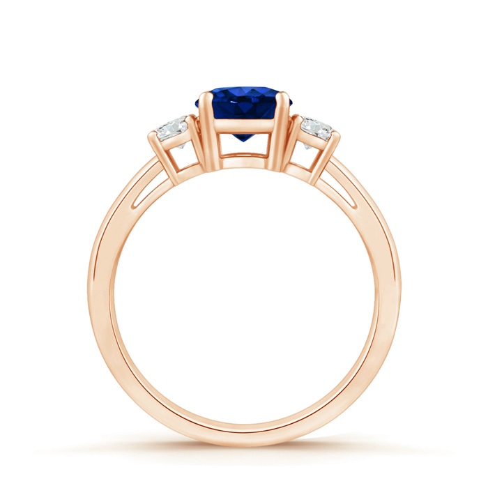 6mm Lab-Grown Round Sapphire & Diamond Three Stone Engagement Ring in Rose Gold side-1