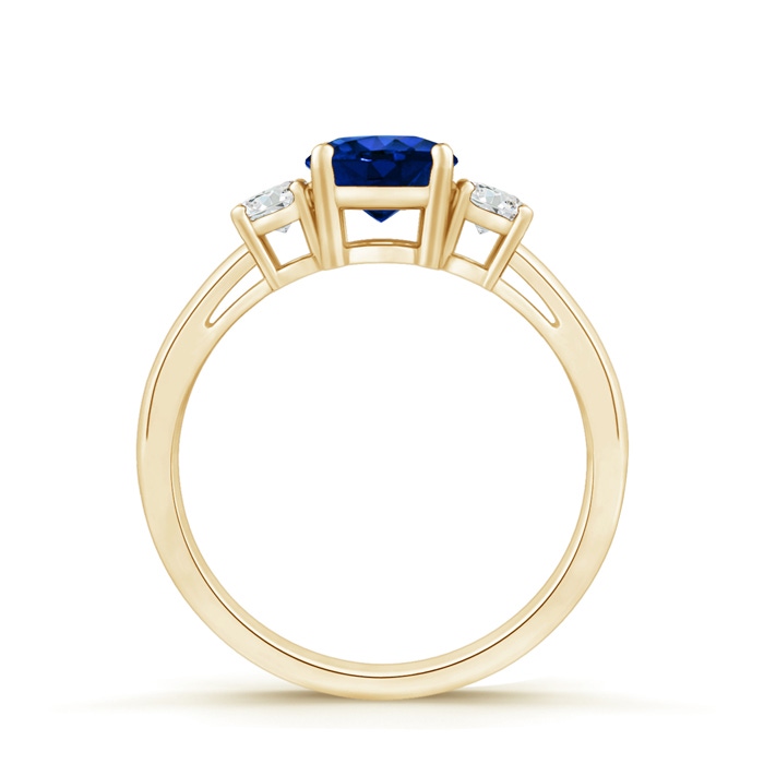 6mm Lab-Grown Round Sapphire & Diamond Three Stone Engagement Ring in Yellow Gold side-1