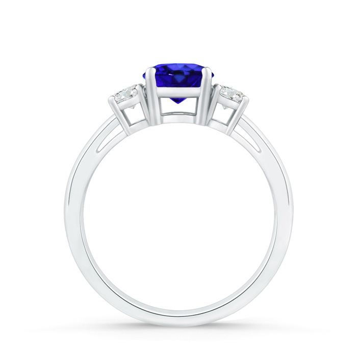 6mm AAA Round Tanzanite & Diamond Three Stone Engagement Ring in White Gold Side-1