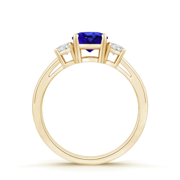 6mm AAA Round Tanzanite & Diamond Three Stone Engagement Ring in Yellow Gold side-1