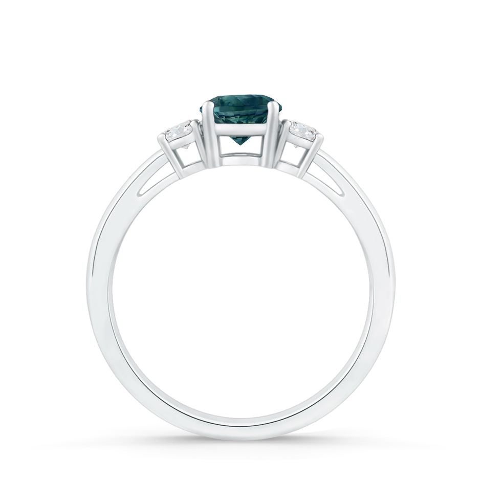 5mm AAA Round Teal Montana Sapphire & Diamond Three Stone Engagement Ring in 18K White Gold side 199