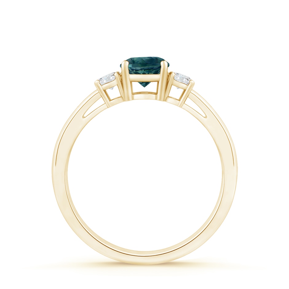 5mm AAA Round Teal Montana Sapphire & Diamond Three Stone Engagement Ring in Yellow Gold side 199