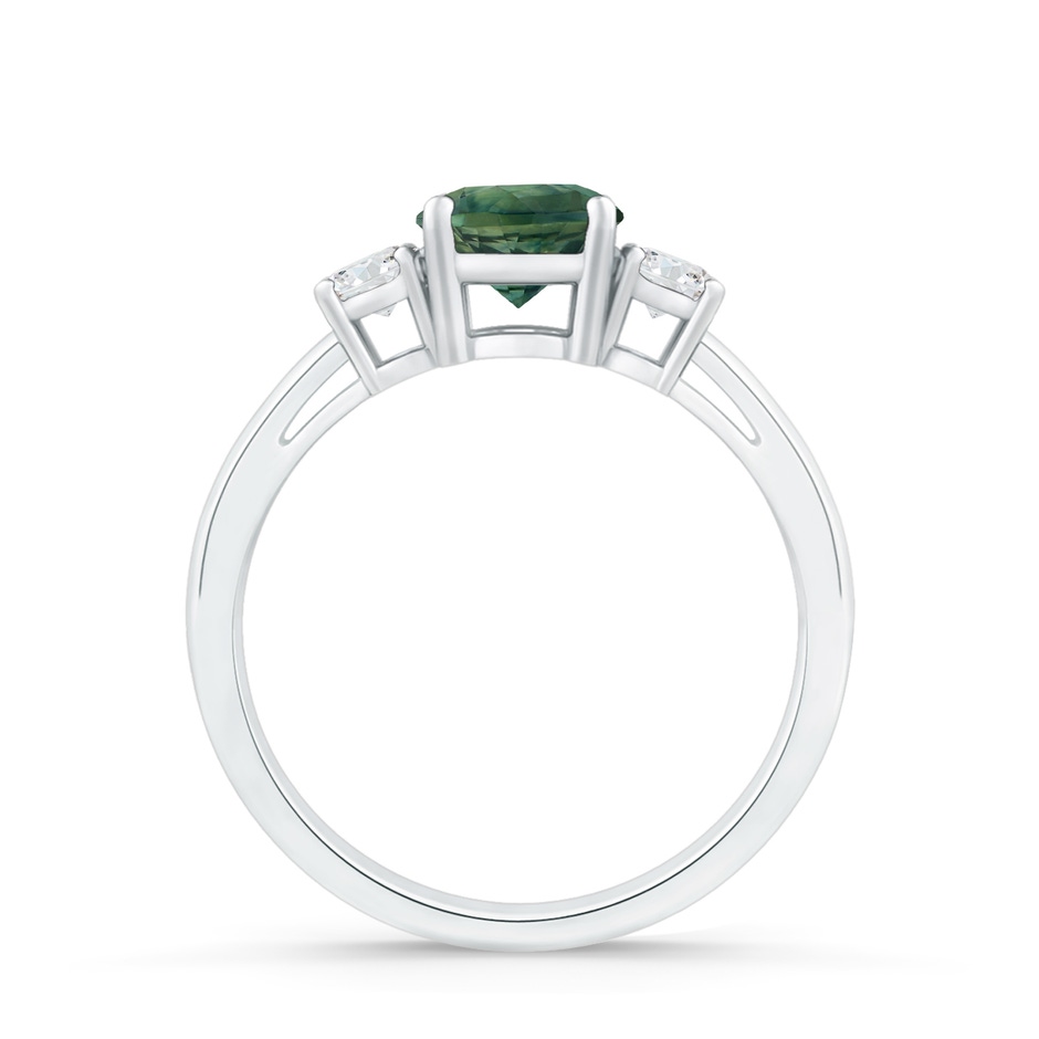 6mm AA Round Teal Montana Sapphire & Diamond Three Stone Engagement Ring in P950 Platinum side 199