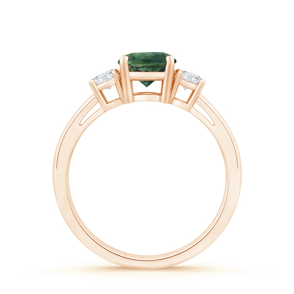 6mm AA Round Teal Montana Sapphire & Diamond Three Stone Engagement Ring in Rose Gold side 199