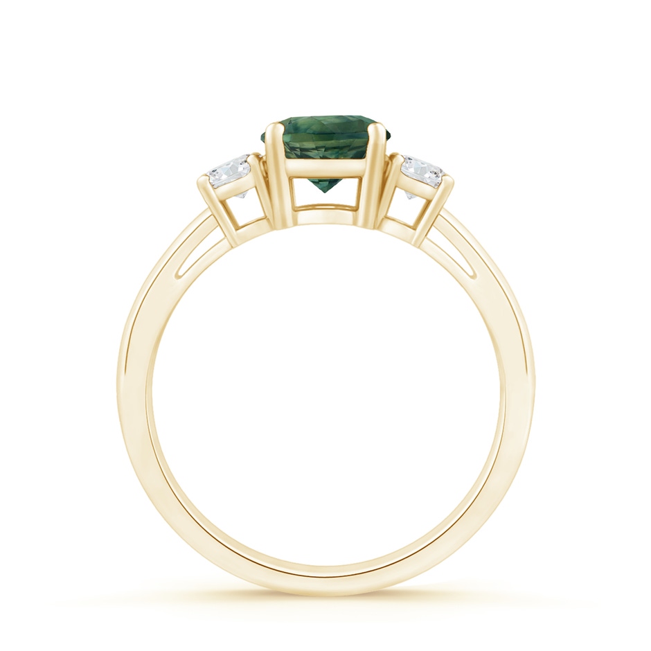 6mm AA Round Teal Montana Sapphire & Diamond Three Stone Engagement Ring in Yellow Gold side 199