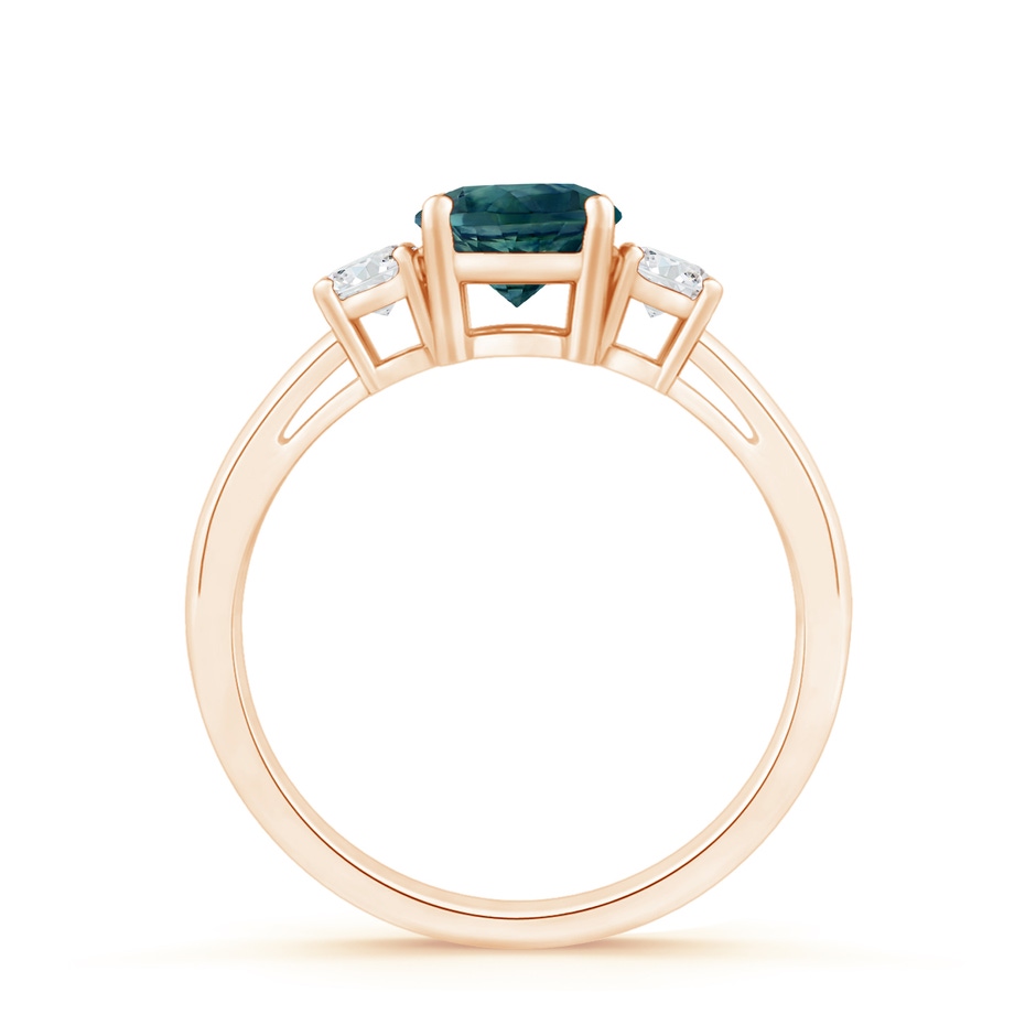 6mm AAA Round Teal Montana Sapphire & Diamond Three Stone Engagement Ring in 18K Rose Gold side 199