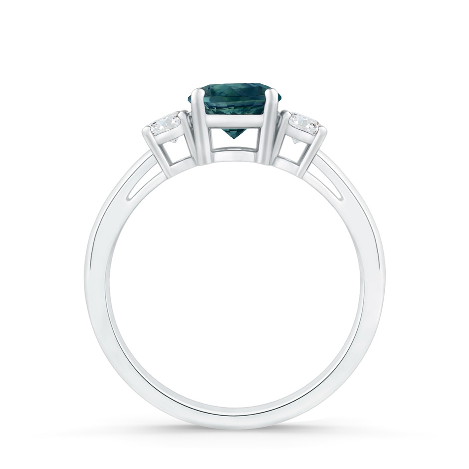 6mm AAA Round Teal Montana Sapphire & Diamond Three Stone Engagement Ring in White Gold side 1