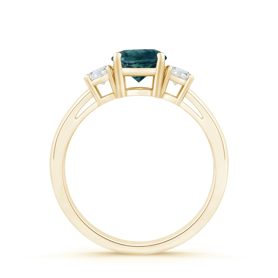 6mm AAA Round Teal Montana Sapphire & Diamond Three Stone Engagement Ring in Yellow Gold side 199