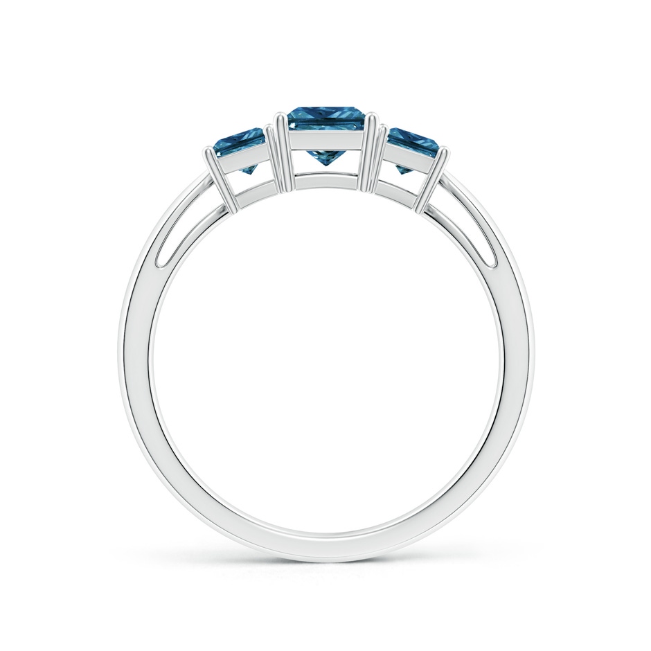 4.5mm AAA Three Stone Princess-Cut Blue Diamond Ring in White Gold side-1