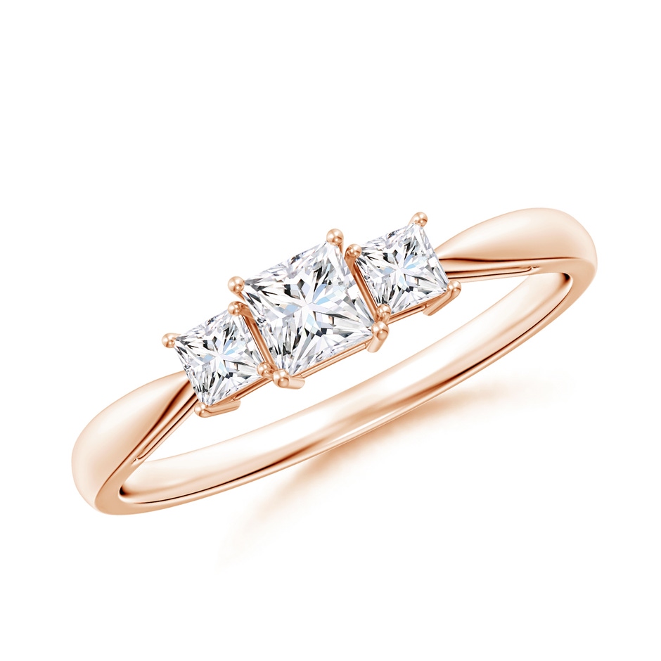 3.5mm GVS2 Three Stone Princess-Cut Diamond Ring in Rose Gold 