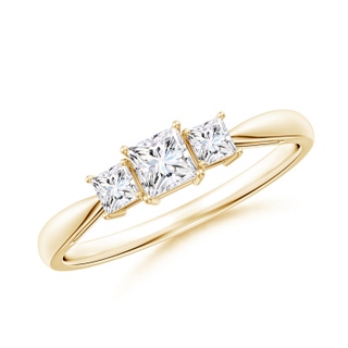 3.5mm GVS2 Three Stone Princess-Cut Diamond Ring in Yellow Gold