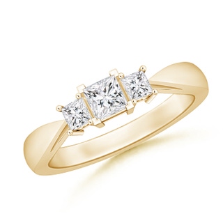3.5mm HSI2 Three Stone Princess-Cut Diamond Ring in Yellow Gold