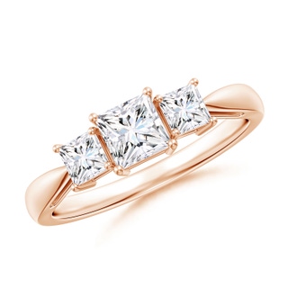 4.5mm GVS2 Three Stone Princess-Cut Diamond Ring in Rose Gold