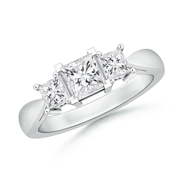 4.5mm HSI2 Three Stone Princess-Cut Diamond Ring in White Gold