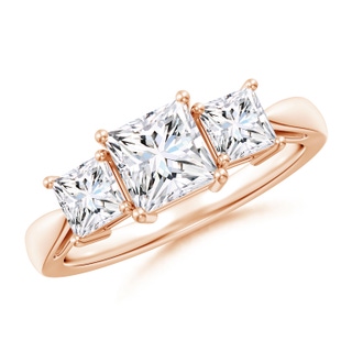 5.5mm GVS2 Three Stone Princess-Cut Diamond Ring in Rose Gold