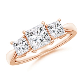 5.5mm HSI2 Three Stone Princess-Cut Diamond Ring in 9K Rose Gold