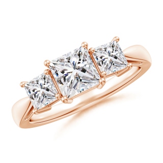 5.5mm IJI1I2 Three Stone Princess-Cut Diamond Ring in 10K Rose Gold